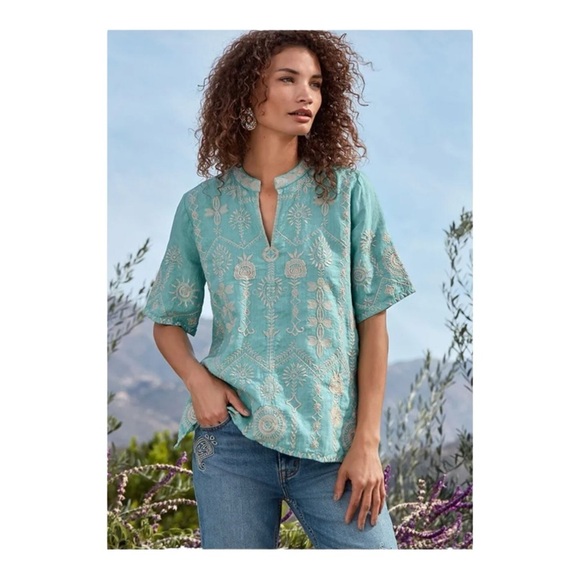 Johnny Was Makana Easy V Neck Blouse - Picture 1 of 8